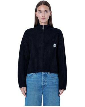 Carhartt Truien & Vesten ,Zwart ,Detroit Half Zip Sweater - Blauw