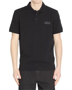 Moncler Tops ,Zwart ,Katoen Polo Shirt Van Katoenen Piqué