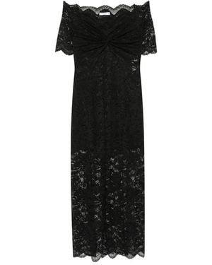 Rabanne Kleedjes ,Zwart ,Off-The-Shoulder Kanten Maxjurk