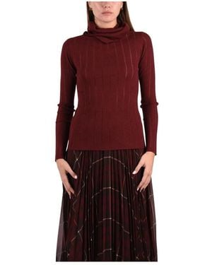 Max Mara Truien & Vesten ,Rood ,Wol Mstbadesse Aangesloten Geribbelde Coltrui