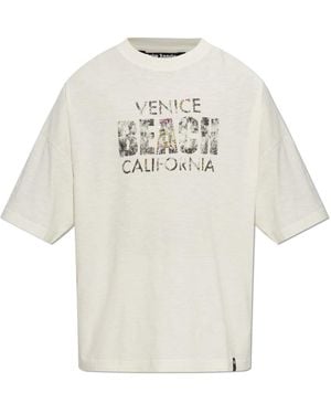 Palm Angels Tops ,Katoen T-Shirt Met Print - Wit
