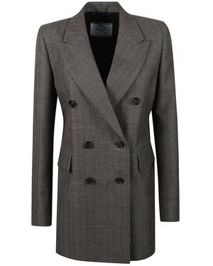 Prada Gessato Mouline Blazer - Schwarz