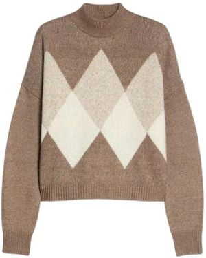 Pennyblack Argyle Cropped Turtleneck Trui - Naturel