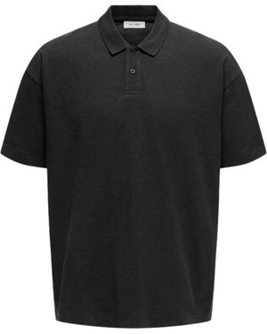 Only & Sons Tops ,Zwart ,Loose Washed Ss Polo