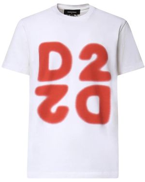 DSquared² Tops ,Wit ,Katoen T-Shirts - Rood