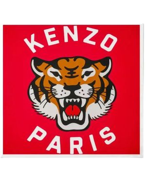 KENZO Roter Seiden Lucky Tiger Schal