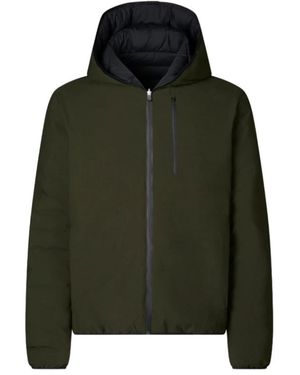 Save The Duck Grüne gesteppte jacke mit reißverschluss und kapuze
