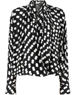 Dries Van Noten Jacquard-Satin-Bluse Mit Tupfenmuster - Schwarz