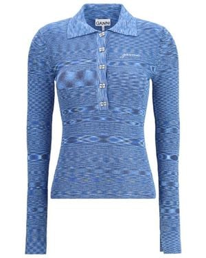 Ganni Polo Shirts - Blu