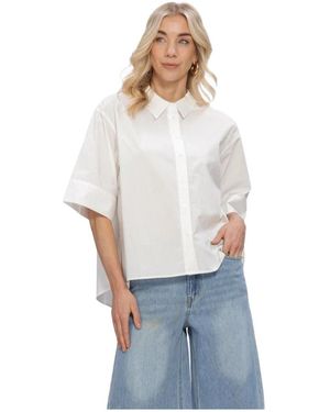 Object Overhemden ,Wit ,Katoen Objelly Hope 2/4 Lo Shirt - Grijs