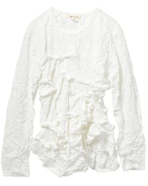 Comme des Garçons Gerüschtes Langarm-Top - Weiß