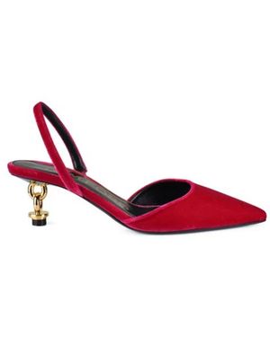 Tom Ford Velvet Chain Heel Slingback - Rot