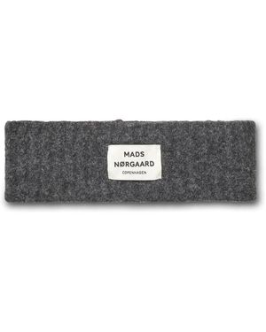 Mads Nørgaard Accessoires ,Grijs ,Wol Donkergrijs Melange Geribbeld Haarband - Zwart