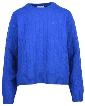 Ballantyne Truien & Vesten ,Blauw ,Wol Pullover Intrecciato Girocollo