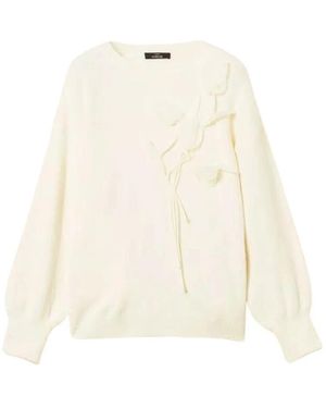 Twinset Trui Met Organza Bloemen - Naturel
