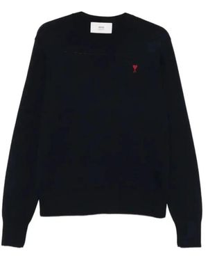 Ami Paris Round-Neck Knitwear - Bleu