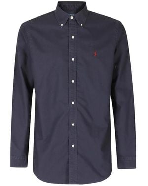 Polo Ralph Lauren Overhemden ,Blauw ,Katoen Oxford Overhemd