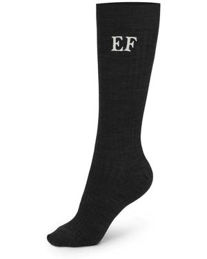 Elisabetta Franchi Stretch-Wollsocken Mit Logo - Schwarz