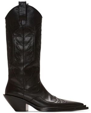 Balmain Stiefel Dan aus Leder mit Patchwork - Schwarz