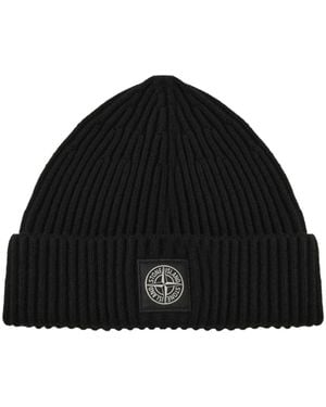 Stone Island Accessoires ,Zwart ,Wol Full Rib Rws Wool Beanie
