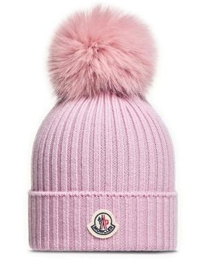 Moncler Wollen Muts Met Pompon - Roze