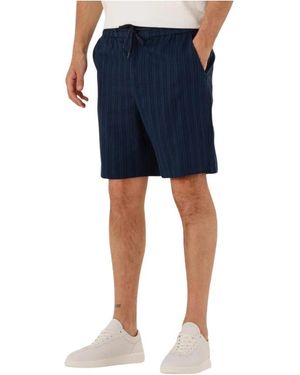 Shiwi Lewis Leinen Shorts Yam Dye Stripes - Blau