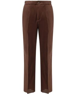 Hevò Straight Trousers - Brown