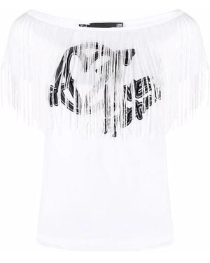 Love Moschino T-Shirt Bianca/Barca+Frange - Weiß