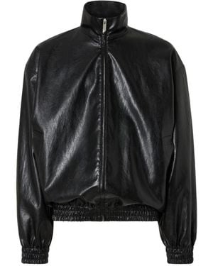 Gcds Faux-Leder Oversized Jacke - Schwarz