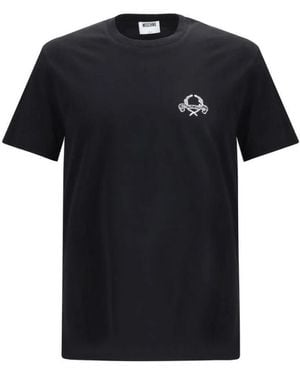 Moschino Tops ,Zwart ,Katoen Laurel Crown Logo T-Shirt