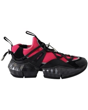 Jimmy Choo Electric Elegance Leather Mesh Sneakers - Black