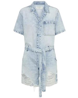 One Teaspoon Blauer denim jumpsuit distressed button-up