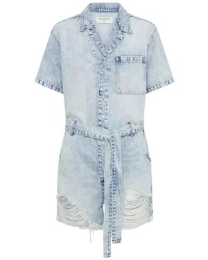 One Teaspoon Blauer denim jumpsuit distressed button-up