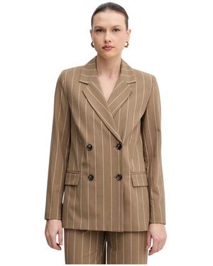 Benetton Pinstripe Double-Breasted Blazer - Bruin