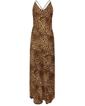 MC2 Saint Barth Kleedjes ,Veelkleurig ,Satijn Eydis Slip Dress - Bruin