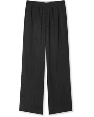 Mads Nørgaard Broeken ,Zwart ,Polyester Lichte Crepe Harper Zwarte Broek