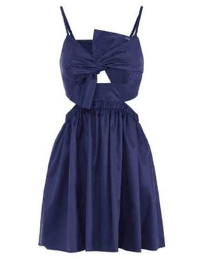 Elisabetta Franchi Kleid Aus Baumwollpopeline Mit Schleife - Blau