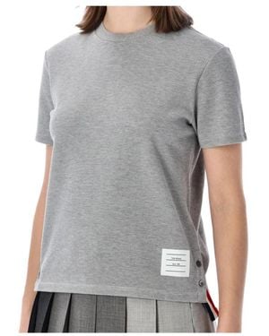 Thom Browne Klassiek Pique Streep T-Shirt - Grijs