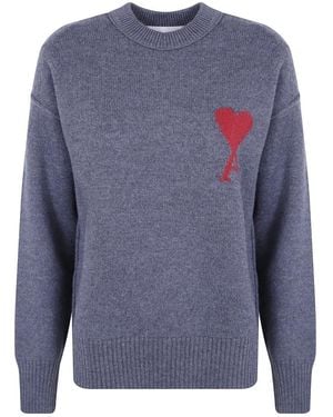 Ami Paris Round-Neck Strickwaren - Blau