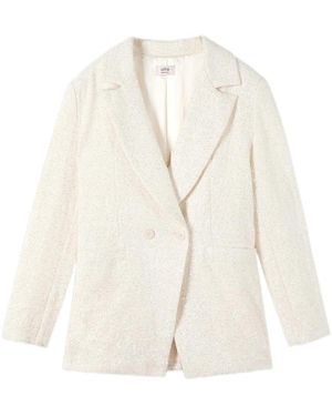 Oltre Pailletten-Blazerjacke - Weiß