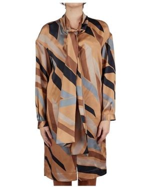 Kiton Midi Jurken - Bruin