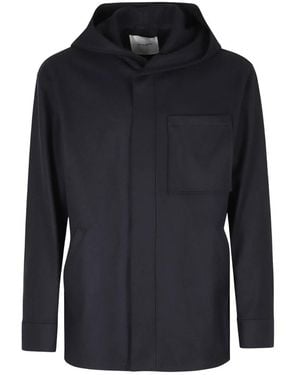 Paolo Pecora Jassen ,Blauw ,Wol Giubbotto Cappuccio Panno Lana