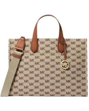 Michael Kors Tassen ,Katoen Gigi Grote Logo Jacquard Tote Bag - Bruin