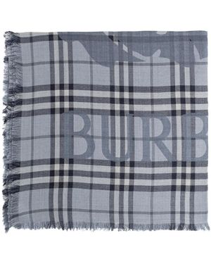 Burberry Accessoires ,Blauw ,Wol Logo Sjaal