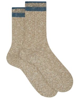 Gallo Kurze -Baumwollsocken Mit Rautenmuster Auf Der Rückseite Einfarbig - Grau