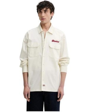 Dickies Overhemden ,Wit ,Katoen Lewistown Werkshirt Met Lange Mouwen