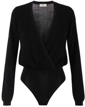 Elisabetta Franchi Ribbed Knit Bodysuit - Zwart