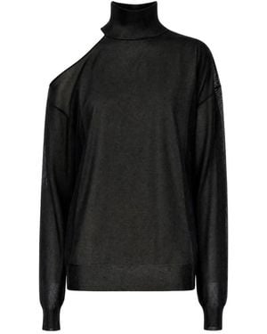 Fendi Truien & Vesten ,Zwart ,Organza Zijden Organza Turtleneck