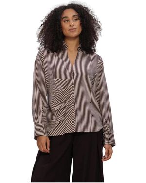 Summum Overhemden ,Veelkleurig ,Blouse Two Tone Stripe - Bruin