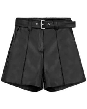 Suncoo Korte Broeken ,Zwart ,Polyester High Waist Faux Leather Shorts